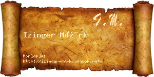 Izinger Márk névjegykártya